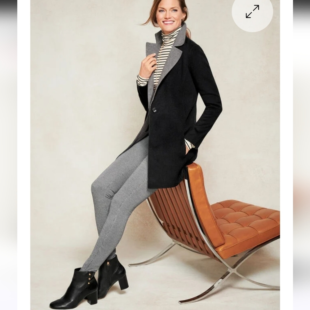 Talbots Black and Gray Two Face One Button Coat